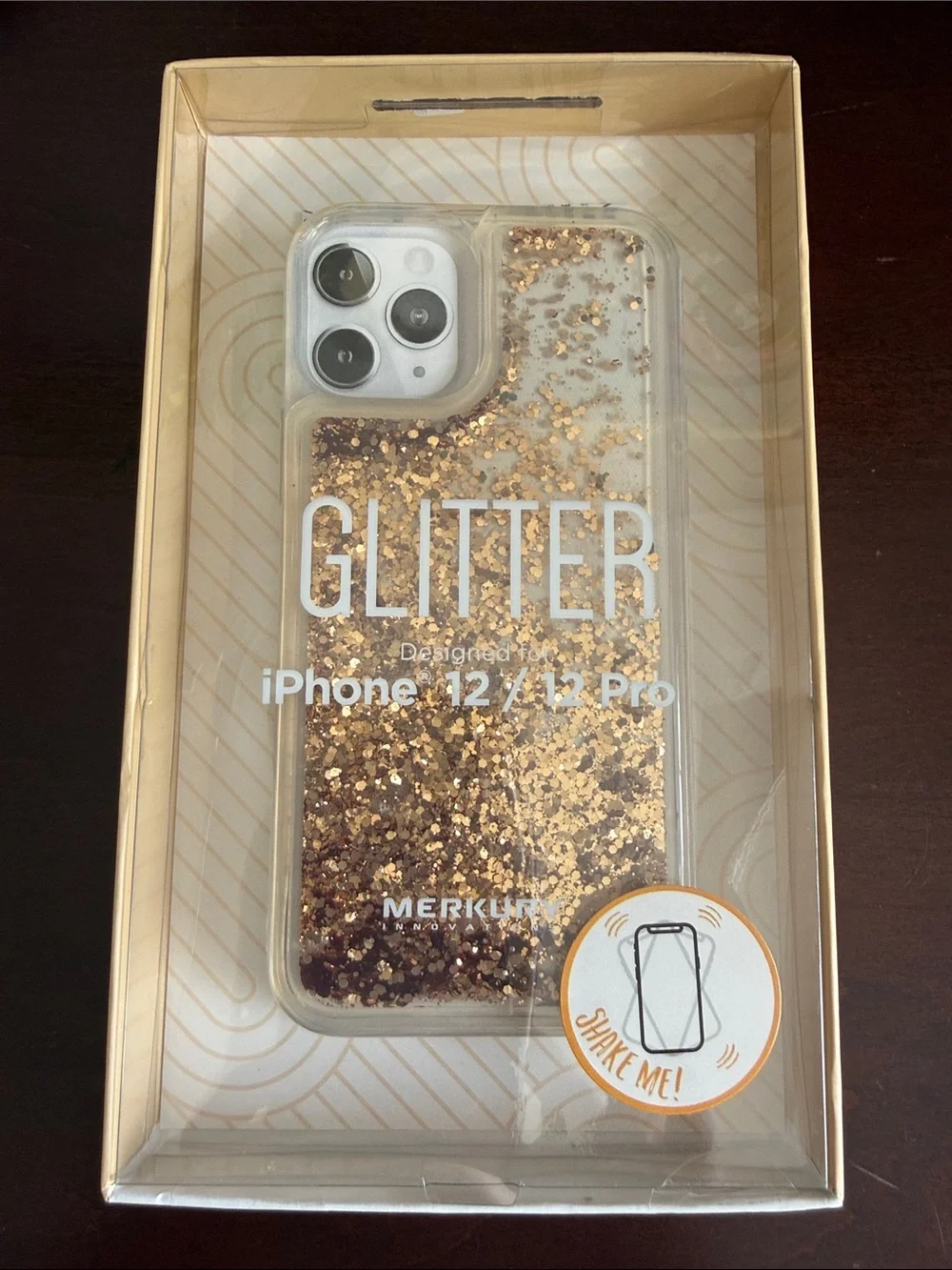 MERKURY INNOVATIONS ✨GOLD-TONE FLOATING GLITTER✨ iPhone 12/12 PRO CASE🌟BNIB🌟